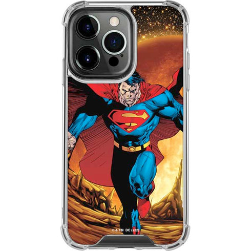 DC Comics Superman Action Pose Art By Jim Lee iPhone 14 Pro Clear Case